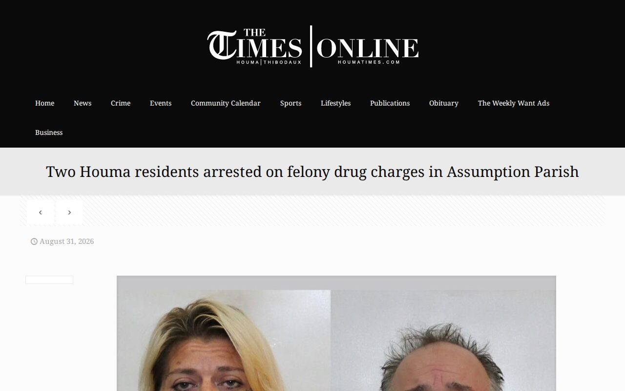 Regional newspaper report based on Assumption Parish Sheriff information